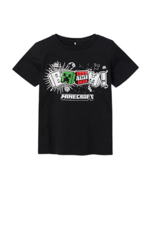 T-shirt NKMDINKO van biologisch katoen zwart/wit/rood