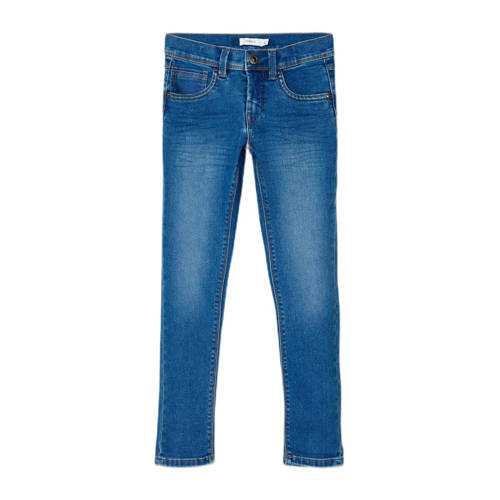 NAME IT KIDS slim jeans NKMROBIN medium blue denim Blauw Jongens Stretchdenim - 104
