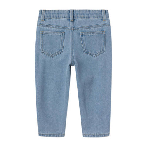 name it MINI gebloemde mom jeans NMFBELLA light blue denim Blauw Meisjes Katoen 80