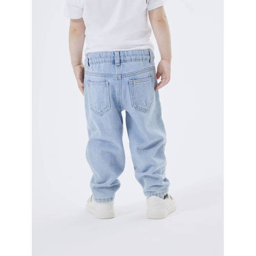 Name it MINI gebloemde slim fit jeans NMFBELLA light blue denim Blauw Meisjes Katoen 110
