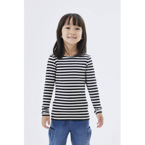 name it MINI gestreepte longsleeve NMFSURAJA zwart offwhite Meisjes Stretchkatoen Ronde hals 80