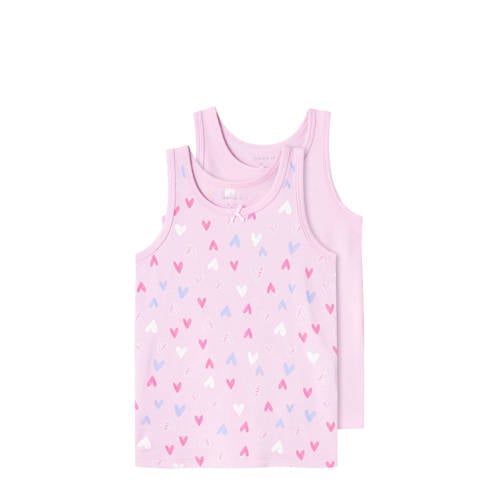 NAME IT MINI hemd NMFTANK TOP - set van 2 roze Meisjes Stretchkatoen Ronde hals - 104