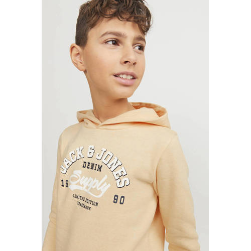 jack & jones JUNIOR hoodie met tekst lichtoranje Sweater Tekst 116