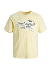thumbnail: Gele jongens JACK & JONES JUNIOR T-shirt van biologisch katoen met tekst print, korte mouwen en ronde hals