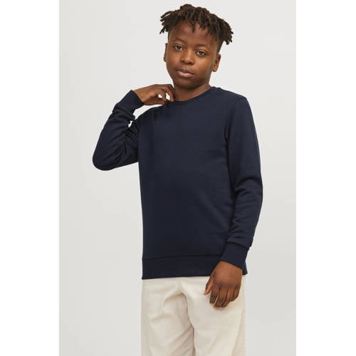 jack & jones JUNIOR sweater JJEBRADLEY donkerblauw Effen 116