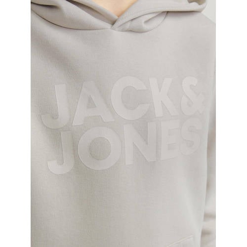 jack & jones JUNIOR hoodie JJECORP met tekst ecru Sweater Jongens Katoen Capuchon 128
