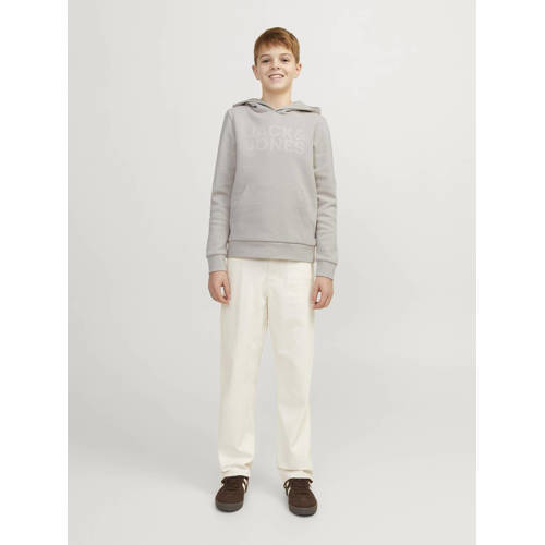 jack & jones JUNIOR hoodie JJECORP met tekst ecru Sweater Jongens Katoen Capuchon 128