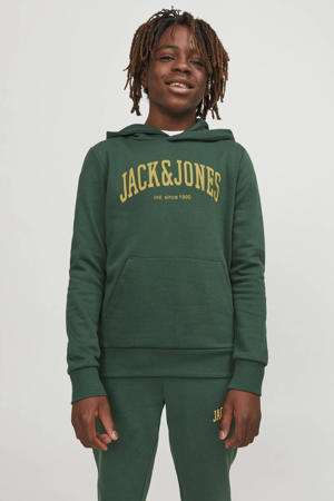 hoodie JJEJOSH  met tekst donkergroen