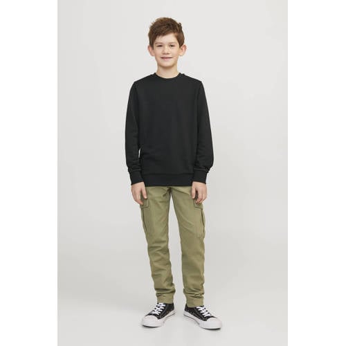jack & jones JUNIOR sweater JJEBRADLEY zwart Effen 128