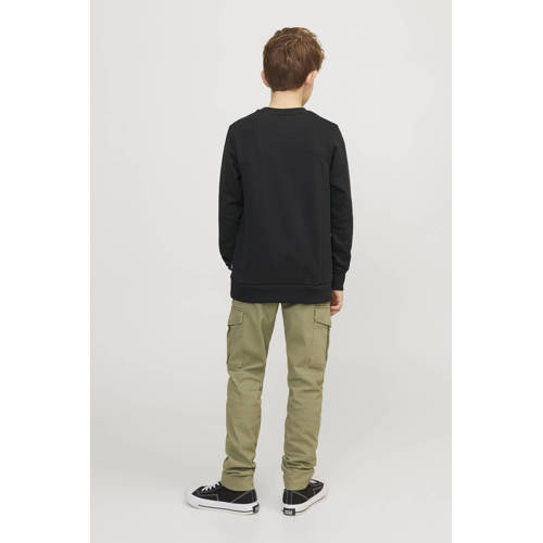 jack & jones JUNIOR sweater JJEBRADLEY zwart Effen 128