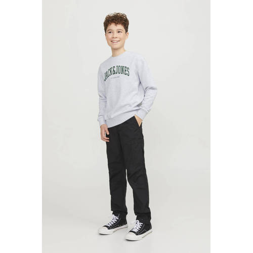 jack & jones JUNIOR sweater JJEJOSH met tekst grijs groen Tekst 116