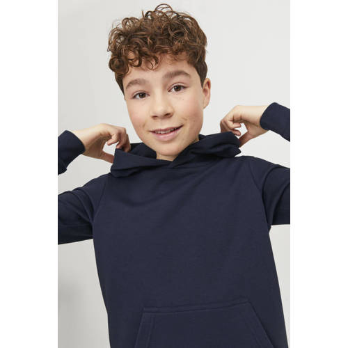 jack & jones JUNIOR hoodie JJEBRADLEY donkerblauw Sweater Effen 116