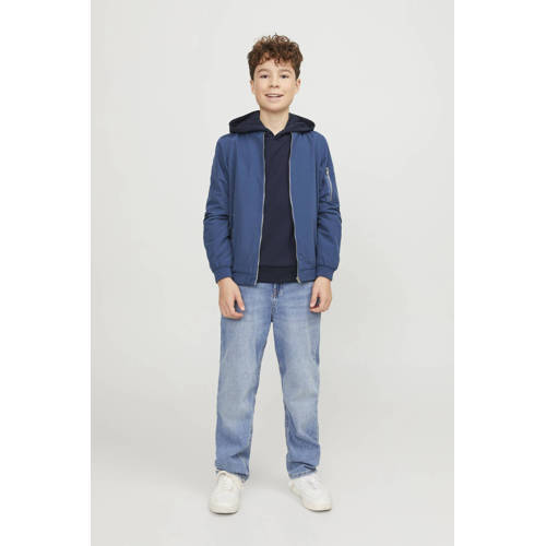 jack & jones JUNIOR hoodie JJEBRADLEY donkerblauw Sweater Effen 116