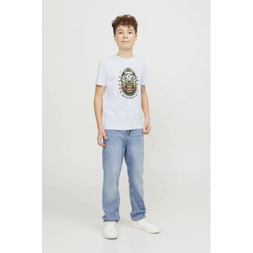 jack & jones JUNIOR T-shirt JORHEAVENS met printopdruk wit Jongens Katoen Ronde hals 140