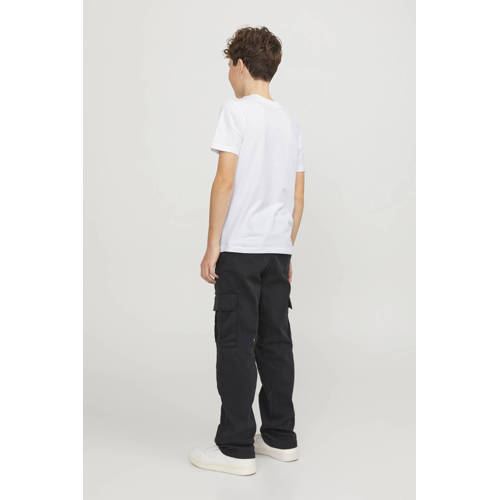 jack & jones JUNIOR T-shirt JCOMAP met printopdruk wit Jongens Katoen Ronde hals 140
