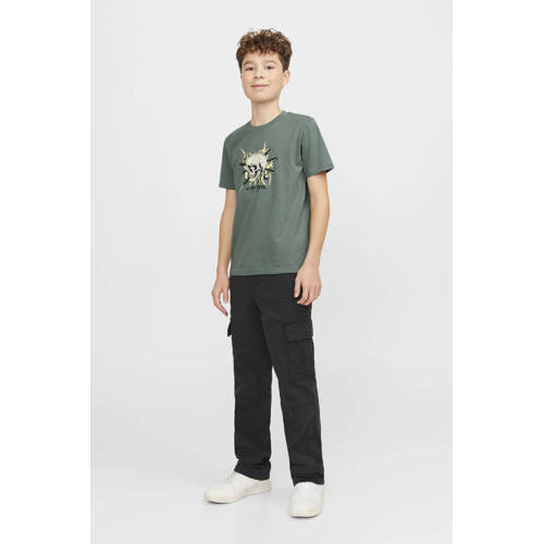 jack & jones JUNIOR T-shirt JORHEAVENS met printopdruk groen Jongens Katoen Ronde hals 140