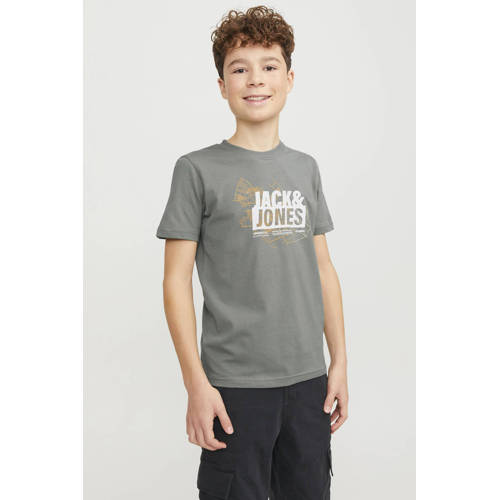 Jack & jones JUNIOR T-shirt JCOMAP met printopdruk lichtgroen Jongens Katoen Ronde hals 176