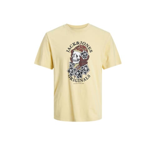 JACK & JONES JUNIOR T-shirt JORHEAVENS met printopdruk geel Jongens Katoen Ronde hals - 140