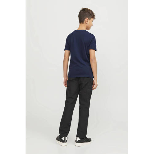 jack & jones JUNIOR T-shirt JCOMAP met printopdruk donkerblauw Jongens Katoen Ronde hals 140