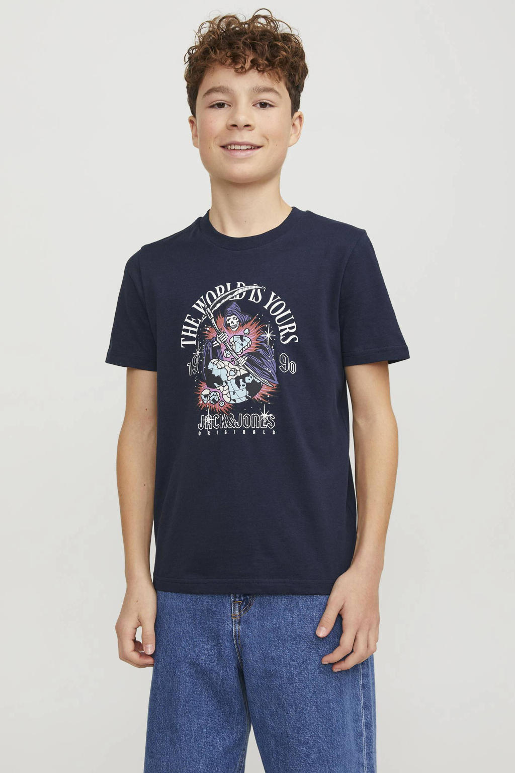 JACK & JONES JUNIOR T-shirt JORHEAVENS met printopdruk donkerblauw