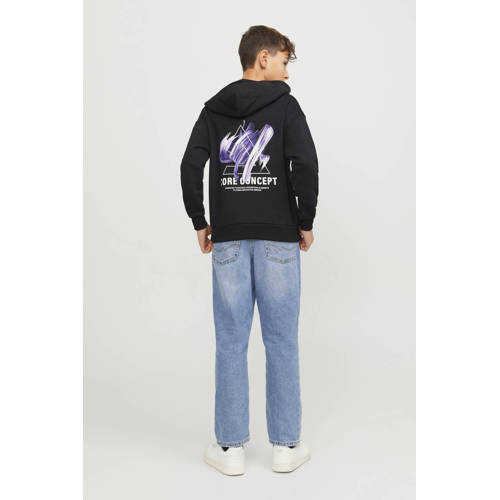 jack & jones JUNIOR hoodie JCOTRIANGLE met backprint zwart paars Sweater 164
