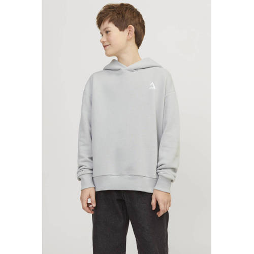 jack & jones JUNIOR hoodie JCOTRIANGLE met backprint grijs geel Sweater 140