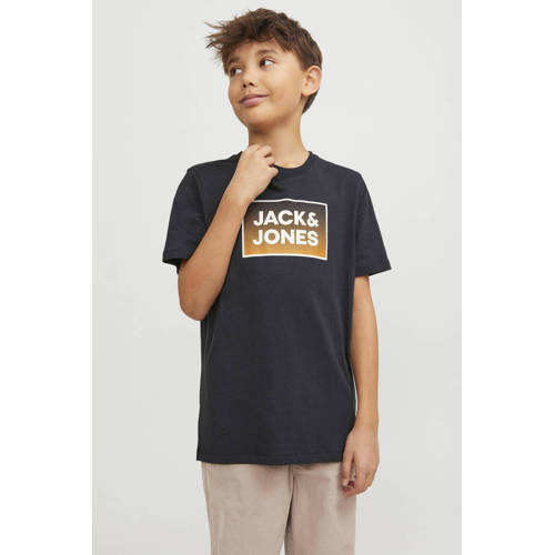 jack & jones JUNIOR T-shirt JJSTEEL met printopdruk donkerblauw Jongens Katoen Ronde hals 116