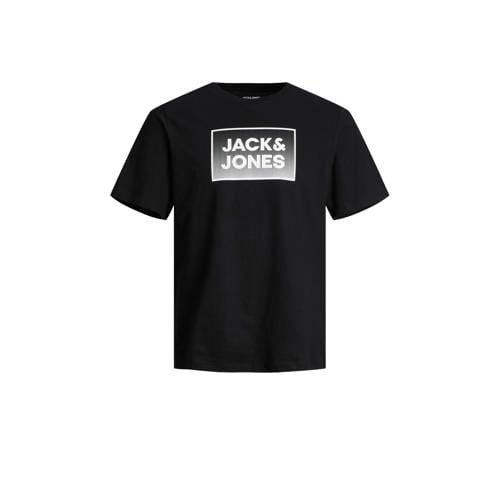 JACK & JONES JUNIOR T-shirt JJSTEEL met printopdruk zwart Jongens Katoen Ronde hals - 116