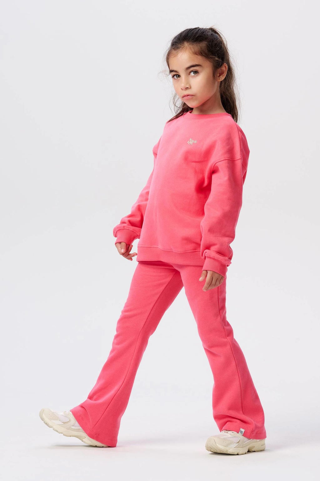 Noppies kids flared broek Nyala van katoen koraalrood