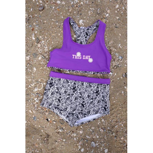 B.Nosy crop bikini paars Meisjes Polyester All over print 116