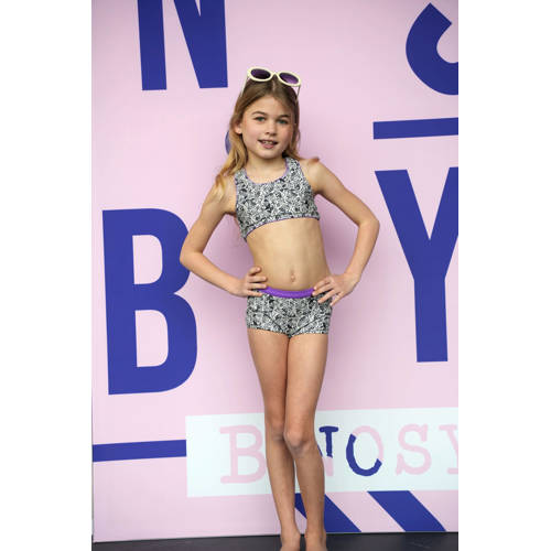 B.Nosy crop bikini paars Meisjes Polyester All over print 116