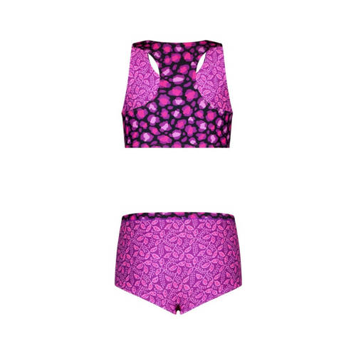 B.Nosy reversible crop bikini roze zwart Meisjes Gerecycled polyester All over print 116