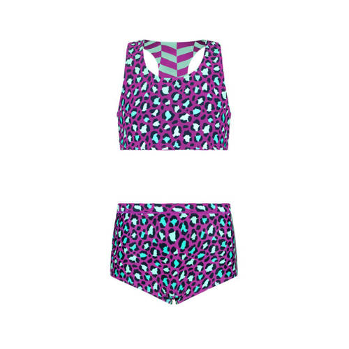 B.Nosy reversible crop bikini paars mintgroen Meisjes Polyester All over print 116