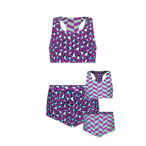 B.Nosy reversible crop bikini paars/mintgroen Meisjes Polyester All over print