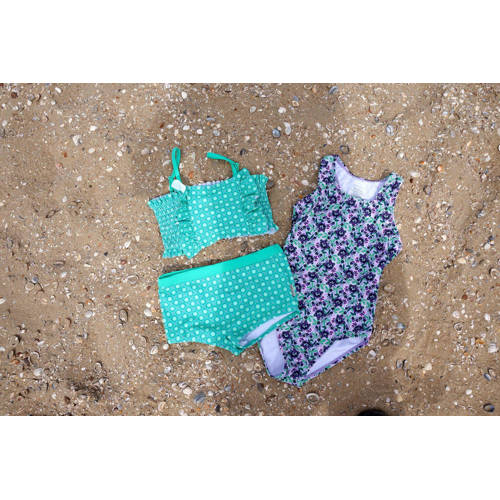 B.Nosy crop bikini met ruches turquoise Blauw Meisjes Polyester All over print 116