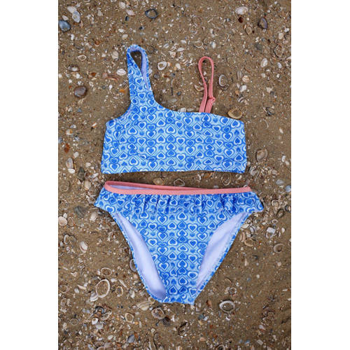 B.Nosy crop bikini lichtblauw Meisjes Gerecycled polyester All over print 116