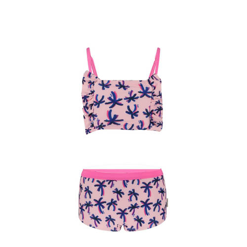 B.Nosy crop bikini met ruches roze Meisjes Gerecycled polyester All over print