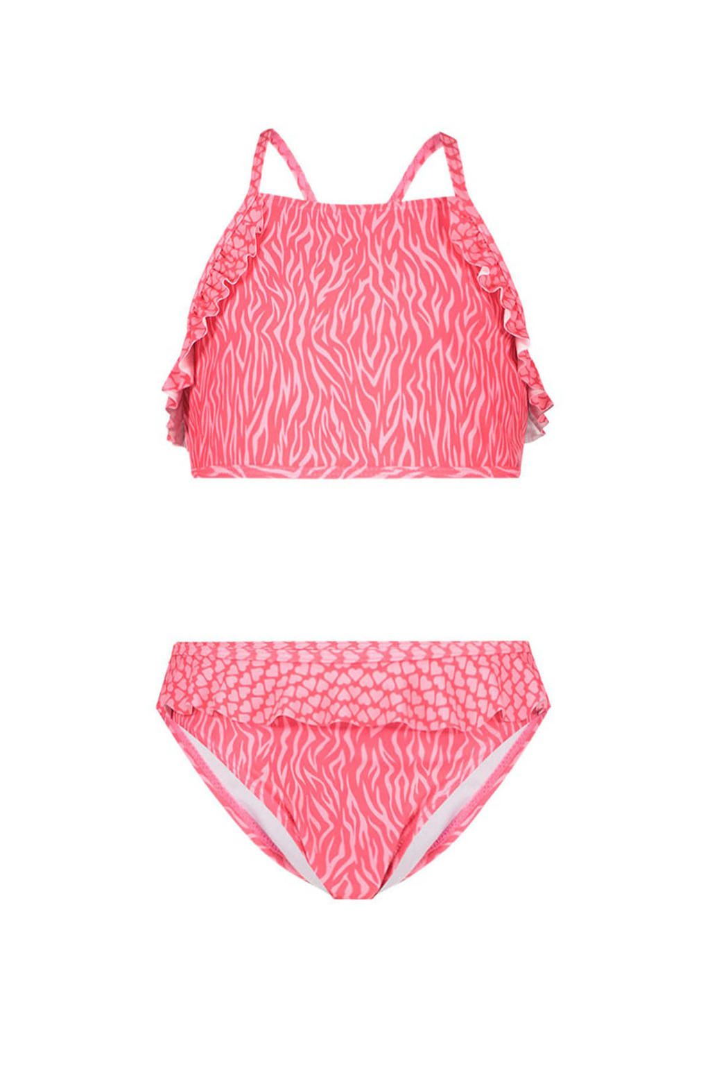 Just Beach crop bikini met ruches roze