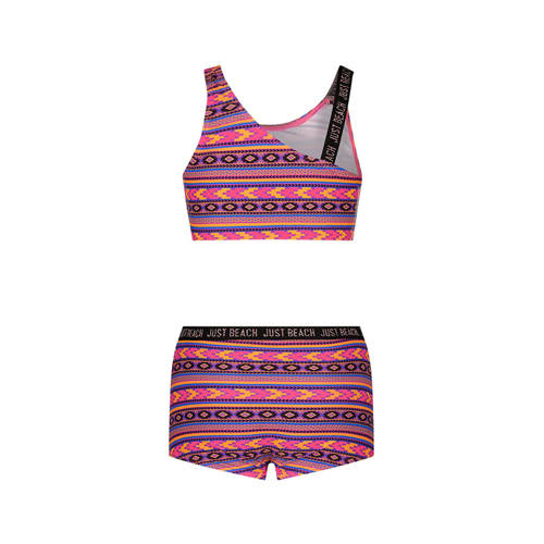 Just Beach crop bikini roze oranje zwart Meisjes Gerecycled polyester All over print 128
