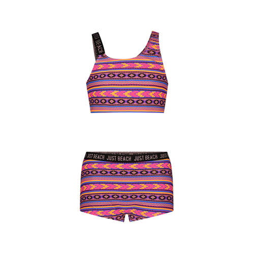 Just Beach crop bikini roze/oranje/zwart Meisjes Polyester All over print