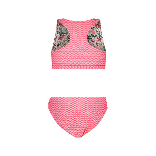 Just Beach reversible crop bikini roze groen Meisjes Gerecycled polyester 128