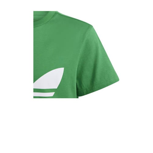 Adidas Originals T-shirt groen wit Jongens Meisjes Katoen Ronde hals Logo 170
