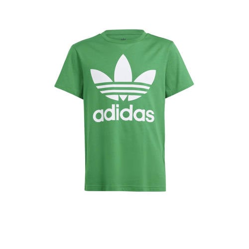 adidas Originals T-shirt groen/wit Jongens/Meisjes Katoen Ronde hals Logo