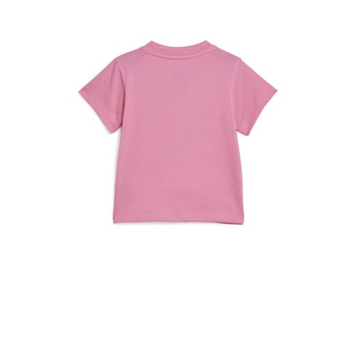 Adidas Originals T-shirt roze wit Jongens Meisjes Katoen Ronde hals Logo 74