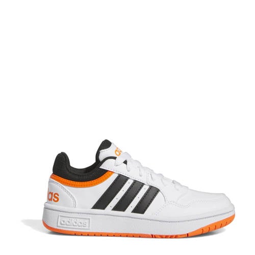 adidas Originals Hoops 3.0 sneakers wit/zwart/oranje Jongens/Meisjes Imitatieleer
