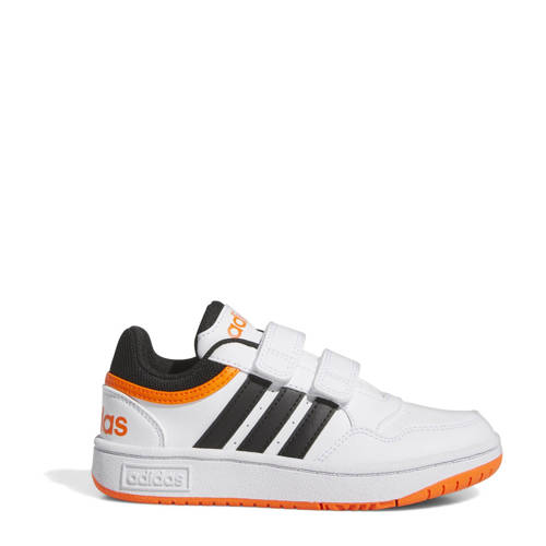 adidas Sportswear Hoops 3.0 sneakers wit/zwart/oranje Jongens/Meisjes Imitatieleer