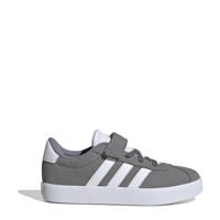 thumbnail: Grijs en witte jongens en meisjes adidas Sportswear VL Court 3.0 sneakers van suède met veter- met klittenbandsluiting