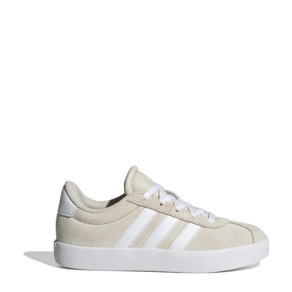 Beige en witte jongens en meisjes adidas Sportswear VL Court 3.0 sneakers van suède met veters