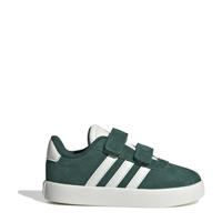 thumbnail: Donkergroen en witte jongens en meisjes adidas Sportswear VL Court 3.0 sneakers van suède met klittenband