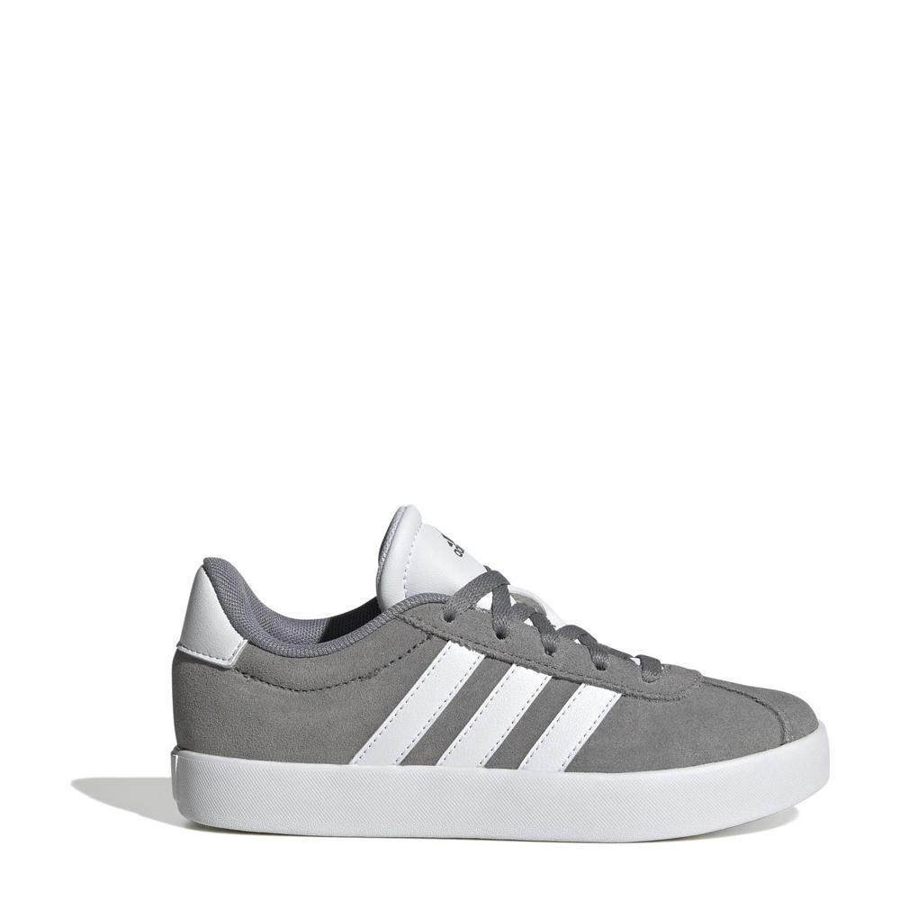 Grijs en witte jongens en meisjes adidas Sportswear VL Court 3.0 sneakers van suède met veters